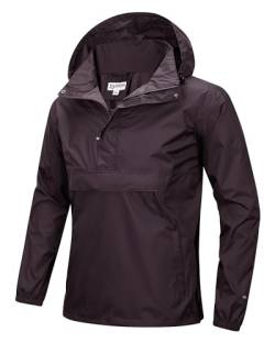 33,000ft Herren Regenjacke Leichter Wasserdichter Packbarer Pullover mit Kapuze und Reflektor für Fahrrad Wandern Outdoor, Dunkelviolett M von 33,000ft