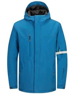 33,000ft Herren Skijacke Wasserdichte Winddichte Warme Outdoorjacke Winterjacke Funktionsjacke Atmungsaktive Snowboardjacke Softshell Jacke mit Kapuze, Blau S von 33,000ft