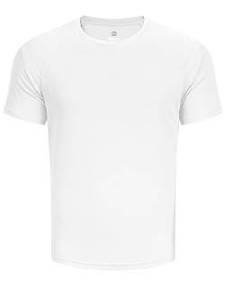 33,000ft Herren Sport Tshirt Kurzarm Schnelltrocknende Atmungsaktive Shirt Regular Fit Hemd für Laufen Training, Weiß 2XL von 33,000ft