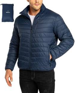 33,000ft Herren Steppjacke Leichte Übergangsjacke in Daunenjacken-Optik Winterjacke für Männer Gefüttert mit Taschen Packbar für Freizeit Wandern Reisen Lightweight Puffer Jacket Dunkelblau XL von 33,000ft