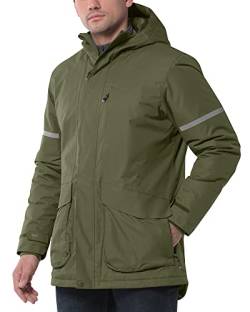 33,000ft Herren Wasserdicht Winterjacke Skijacke Fleecejacke Funktionsjacke Warme Fleece-Futter Winddichte Hardshelljacken mit Kapuze für Ski Outdoorsport (Grüner, 2XL) von 33,000ft