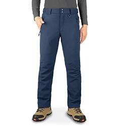 33,000ft Herren Wasserdichte Hose Warm Fleece Gefüttert Ski Schneehose Thermo Softshellhose für Golf Wandern Spaziergang, Dunkles Jeansblau, 32W x 32L von 33,000ft