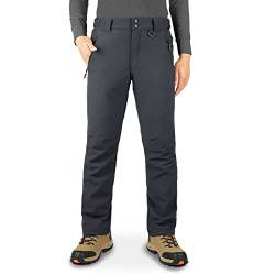 33,000ft Herren Wasserdichte Hose Warm Fleece Gefüttert Ski Schneehose Thermo Softshellhose für Golf Wandern Spaziergang, grau, 34W x 30L von 33,000ft