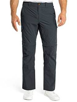 33,000ft Herren Zip Off Wanderhose, Männer Trekkinghose Hosen, Atmungsaktiv Hose Abnehmbar Outdoorhose für Trekking und Wander, Outdoor Funktionshose Schnell Trockend Leichte Kurze Hose, Grau von 33,000ft