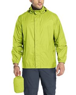 33,000ft Regenjacke Herren Leicht Wasserdicht Faltbare Regenmantel mit Kapuze Fahrrad Rain Windbreaker Windjacke Camping Outdoor Fluoreszierendes Gelb S von 33,000ft