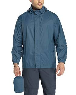 33,000ft Regenjacke Herren Leicht Wasserdicht Faltbare Regenmantel mit Kapuze Fahrrad Rain Windbreaker Windjacke Camping Outdoor Tiefes Blau M von 33,000ft