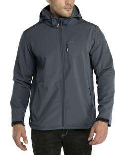 33,000ft Softshelljacke für Herren Wasserdicht Winterjacke Winddicht Warme Fleece Gefüttert Windbreaker Funktionsjacke Outdoorjacke für Wandern Fahrrad Camping Dunkelgrau 2XL von 33,000ft