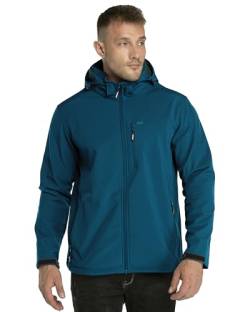 33,000ft Softshelljacke für Herren Wasserdicht Winterjacke Winddicht Warme Fleece Gefüttert Windbreaker Funktionsjacke Outdoorjacke für Wandern Fahrrad Camping Dunkles Cyanün 3XL von 33,000ft