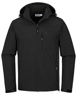 33,000ft Softshelljacke für Herren Wasserdicht Winterjacke Winddicht Warme Fleece Gefüttert Windbreaker Funktionsjacke Outdoorjacke für Wandern Fahrrad Camping Schwarz XL von 33,000ft