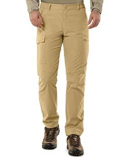 33,000ft Wanderhose Herren Wetterfest Outdoorhose Atmungsaktiv Cargohose Trekkinghose Winddichte Arbeitshose Männer Funktionshose mit 6 Taschen für Outdoor Reisen Camping Beige 32W/30L von 33,000ft