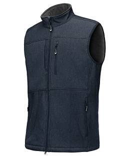 33,000ft Weste Herren Outdoor Wasserdichte Softshell Ärmellose Jacke Bodywarmer Fleece Weste Full Zipp Softshellweste Mitternachtsblau 3XL von 33,000ft