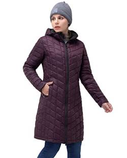 33,000ft Wintermantel Damen Steppmantel Leicht Parka Wasserdicht Winterjacke Langer Jacke Pufferjacke Warme Outdoorjacke Thermolite Steppjacke mit Kapuze Aubergine lila 34 von 33,000ft