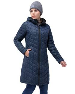 33,000ft Wintermantel Damen Steppmantel Leicht Parka Wasserdicht Winterjacke Langer Jacke Pufferjacke Warme Outdoorjacke Thermolite Steppjacke mit Kapuze Dunkelblau 36 von 33,000ft