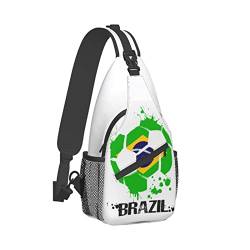 351 Brusttasche Fußball Mit Brasilianischen Flaggenfarben Schultertaschen Mehrzweck Sling Rucksack Dauerhaft Sling Bag Für Camping Wander Outdoor von 351