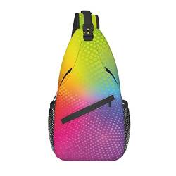 351 Crossbody Lebendige Neonfarben Des Regenbogens, Kreise, Runde Punkte, Strahlend Brusttasche Mehrzweck Rucksack Schultertasche Grosse Kapazität Umhängetasche Für Reise Laufen Wandern von 351