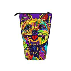 351 Federmäppchen Yorkshire Terrier Kunstmalereiteetasse Hund Federtasche Grosse Kapazität Schlampermäppchen, Für Jungen, Bürobedarf, Teenager von 351