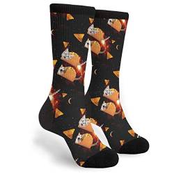 351 Herren Damen Socken Katzen-Weltraum-Taco Laufsocken Rutschfeste Arbaitsocken Schweißableiten Outdoorsocken Für Wandern Outdoor Spazieren von 351