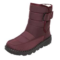 351 Schneeboots Kinder Für Frauen warm Bootie Snow Outdoor-Knöchelstiefel kleine Damenstiefel für Stiefel Damen Mit Absatz (Red, 40) von 351