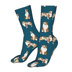 351 Socken Australian Shepherd Red Merle Dog Simple Navy Tennissocken Weich Fahrradsocken Atmungsaktiv Socken Für Unisex, Für Spazieren, Sport von 351