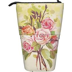 351 Teleskopisch Mäppchen Aquarell Rosen Blumenstrauß Blumen Blume Schlampermäppchen Grosse Kapazität Damen Stehbleistiftbeutel Mit Reißverschluss Schule Student Federmäppchen von 351