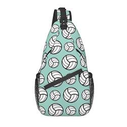 Brusttasche Volleyball-Sportmuster, Min. Grün Umhängetasche Mehrzweck Casual Daypack Leichte Crossbody Für Wander Laufen Fahrrad von 351