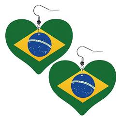 Damen Ohrringe Ohrhänger Leichte Ohrringe Hängend Kunstleder Schmuck Brasilien-Flagge von 351