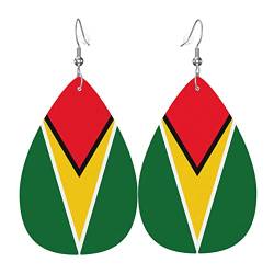 Damen Ohrringe Ohrhänger Leichte Ohrringe Hängend Kunstleder Schmuck Guyana-Flagge von 351