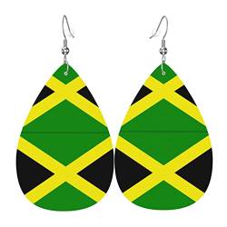 Damen Ohrringe Ohrhänger Leichte Ohrringe Hängend Kunstleder Schmuck Jamaikanische Flagge von 351