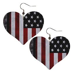 Damen Ohrringe Ohrhänger Leichte Ohrringe Hängend Kunstleder Schmuck Patriotisches Usa-Muster Der Amerikanischen Flagge von 351