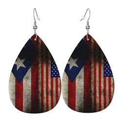 Damen Ohrringe Ohrhänger Leichte Ohrringe Hängend Kunstleder Schmuck Puerto-Rico-Flagge, Usa von 351