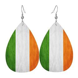 Damen Ohrringe Ohrhänger Leichte Ohrringe Hängend Kunstleder Schmuck Retro Irische Flagge von 351