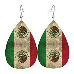 Damen Ohrringe Ohrhänger Leichte Ohrringe Hängend Kunstleder Schmuck Retro-Mexiko-Heilige Flagge von 351