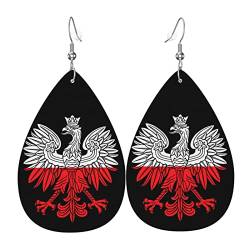 Damen Ohrringe Ohrhänger Leichte Ohrringe Hängend Kunstleder Schmuck Weißer Adler Mit Polnischer Flagge von 351