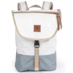 360° Landgang Mini Rucksack weiß, Balken grau, Gurt beige von 360°