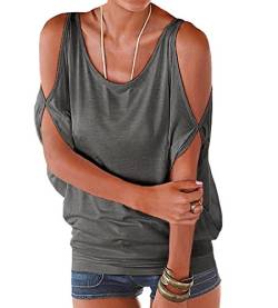 365-Shopping® Damen Sommer Casual Bluse Ärmel Tank Tops T-Shirt Oberteile (Asian M, Grau) von 365-Shopping