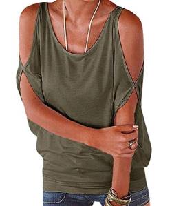 365-Shopping® Japan Style von Damen Top T - Shirt Bluse Longshirt Tunika Tanktop Oberteil (Asian XL, Armeegrün) von 365-Shopping