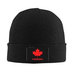 385 Beanie Mütze Kanadische Flagge Kanada Ahornblatt Weich Sportmütze Klassische Beanie Mütze Für Herren Und Damen Kopfbedeckung, Für Damen, Motorradfahren, 56-62cm von 385