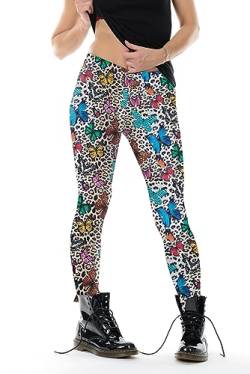 3Elfen Baumwolle Leggings Love Damen Frauen Blumen Blume Design Yoga Hose L Kitty Wings von 3Elfen