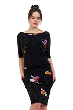 3Elfen Fledermaus Kleid Damen der Marke locker Knielang Langer Rock Cocktailkleider Abendkleider- Sunflowers S von 3Elfen