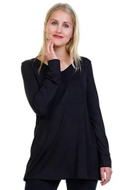 DREI Elfen Longsleeve Damen A Linie lockeres lässiges Frauen Langarm Shirt Longshirt schwarz XL von 3Elfen