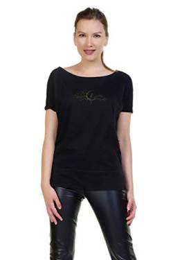 DREI Elfen lockeres Damenoberteil Miss Girlie T-Shirt Frauen Rundhals schwarz Mondstrauchelfe Oliv M von 3Elfen