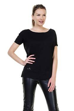 DREI Elfen lockeres Damenoberteil Miss Girlie T-Shirt Frauen Rundhals schwarz Wald Ornament XL von 3Elfen