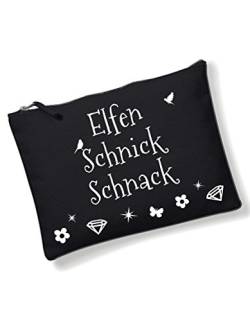 Kosmetiktasche Elfen Schnick Schnack mit coolem Spruch Kulturbeutel schwarz Make Up kleine Tasche von 3 Elfen von 3Elfen