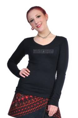 Longshirt Damen/Mode von 3 Elfen/Langarm-Shirt aus Baumwolle mit Aufdruck Magie Element Om vorn, schwarz grau, M Longsleeve von 3Elfen