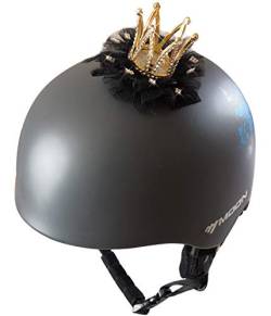 3T-SISTER Helm Krone Crystal Golden Crown mit Schwarzer Spitze für Skihelm Fahrradhelm Motorradhelm Überall wiederverwendbares Klett-Design von 3T-SISTER