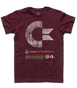 3styler T-Shirt für Herren Commodore 64 - The Home Computer - Linie Classic - 100% Baumwolle 185 g/m², bordeaux, XL von 3styler