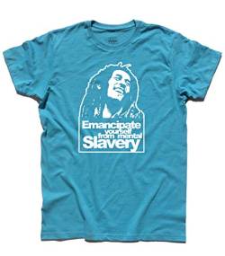 3styler T-Shirt für Herren Redemption Song - Reggae - Emancipate Yourself - Lyrics Shirt - Linie Classic - 100% Baumwolle 185 g/m², Azzurro, XL von 3styler