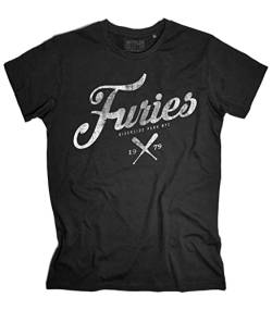 T-Shirt Herren Baseball Furies Schriftzug - Riverside Park New York City - Linie Vintage - Baumwolle 140 g/m², Schwarz , Large von 3styler