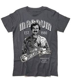 3stylercollection vintage T-Shirt Herren Magnum Pi – Hawaii Private Investigator - Dunkelgrau, Medium von 3stylercollection vintage