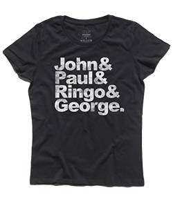 3stylershop Damen T-Shirt Beatles - John, Paul, Ringo & George - Schwarz, L von 3stylershop